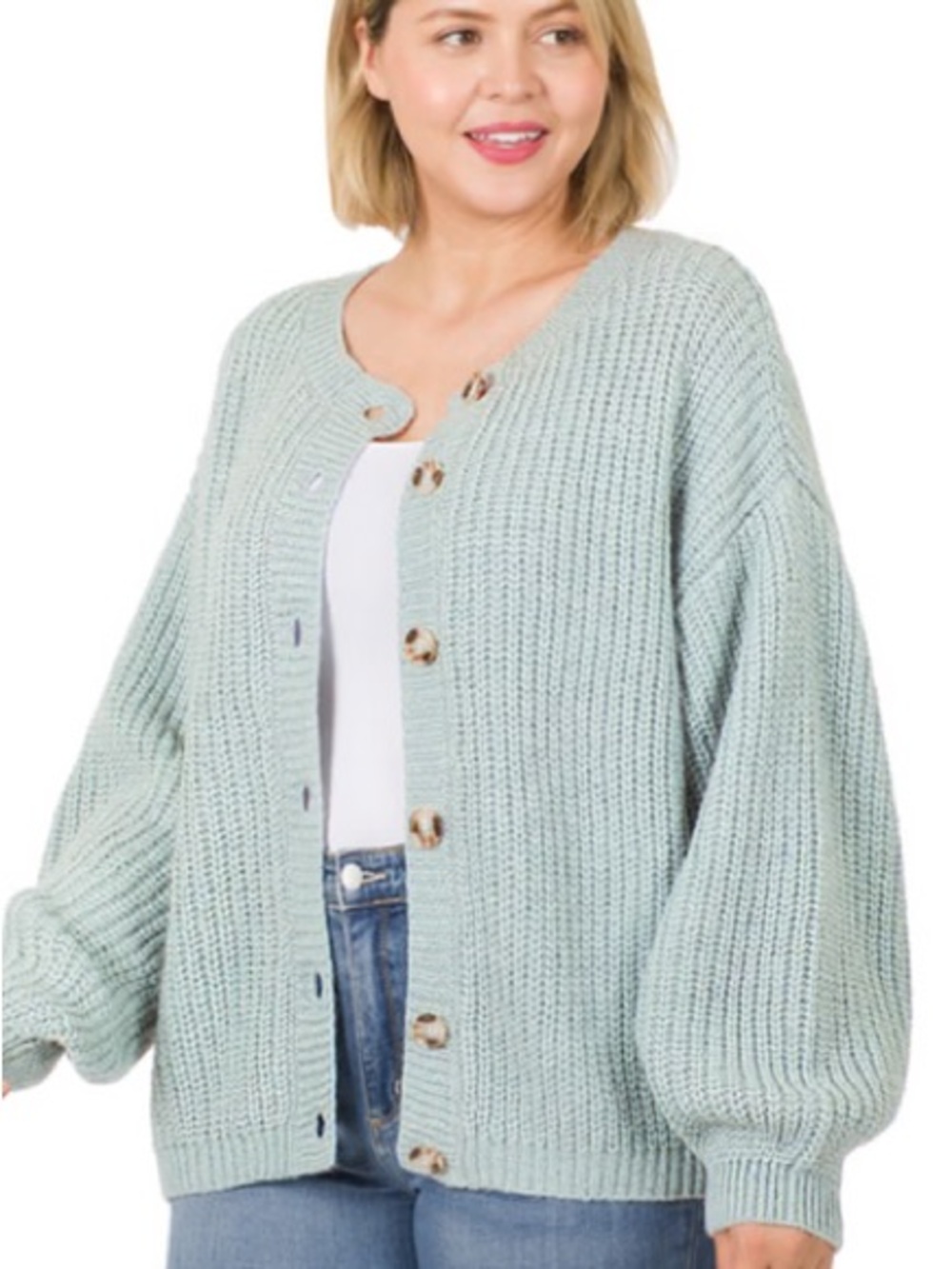 Zenana Balloon Sleeve Button Front Cardigan ✨